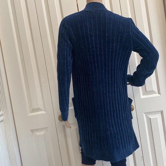Marty M Womens M Blue Long Soft Open Cardigan. Ribbed with pockets. So comfy! - Picture 7 of 12